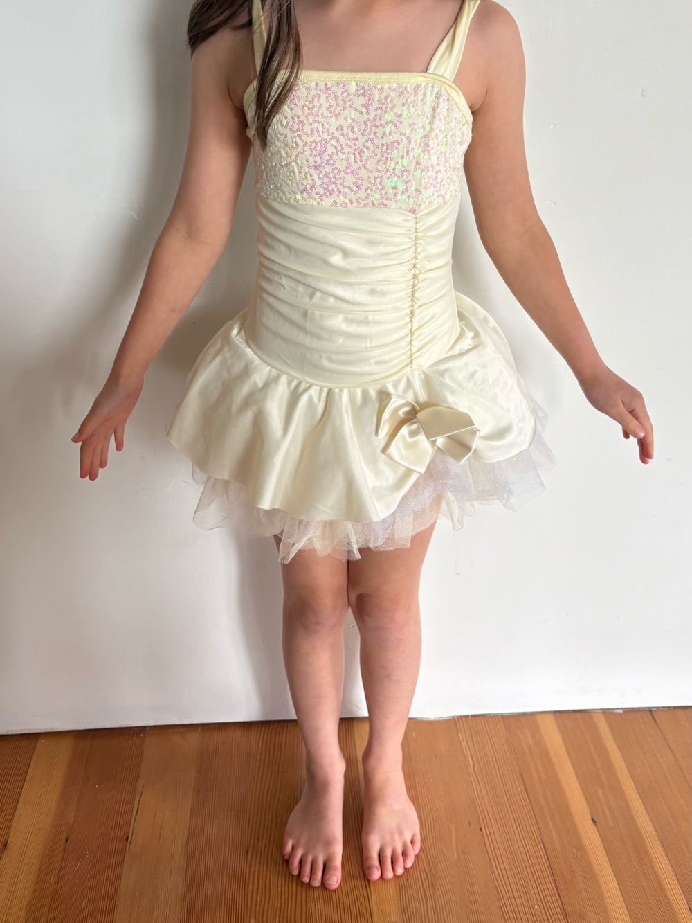 Girls Cream Sequin Ballet Tutu Costume Dress